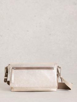 White Stuff Tiggy Leather Crossbody Bag, Silver, Silver