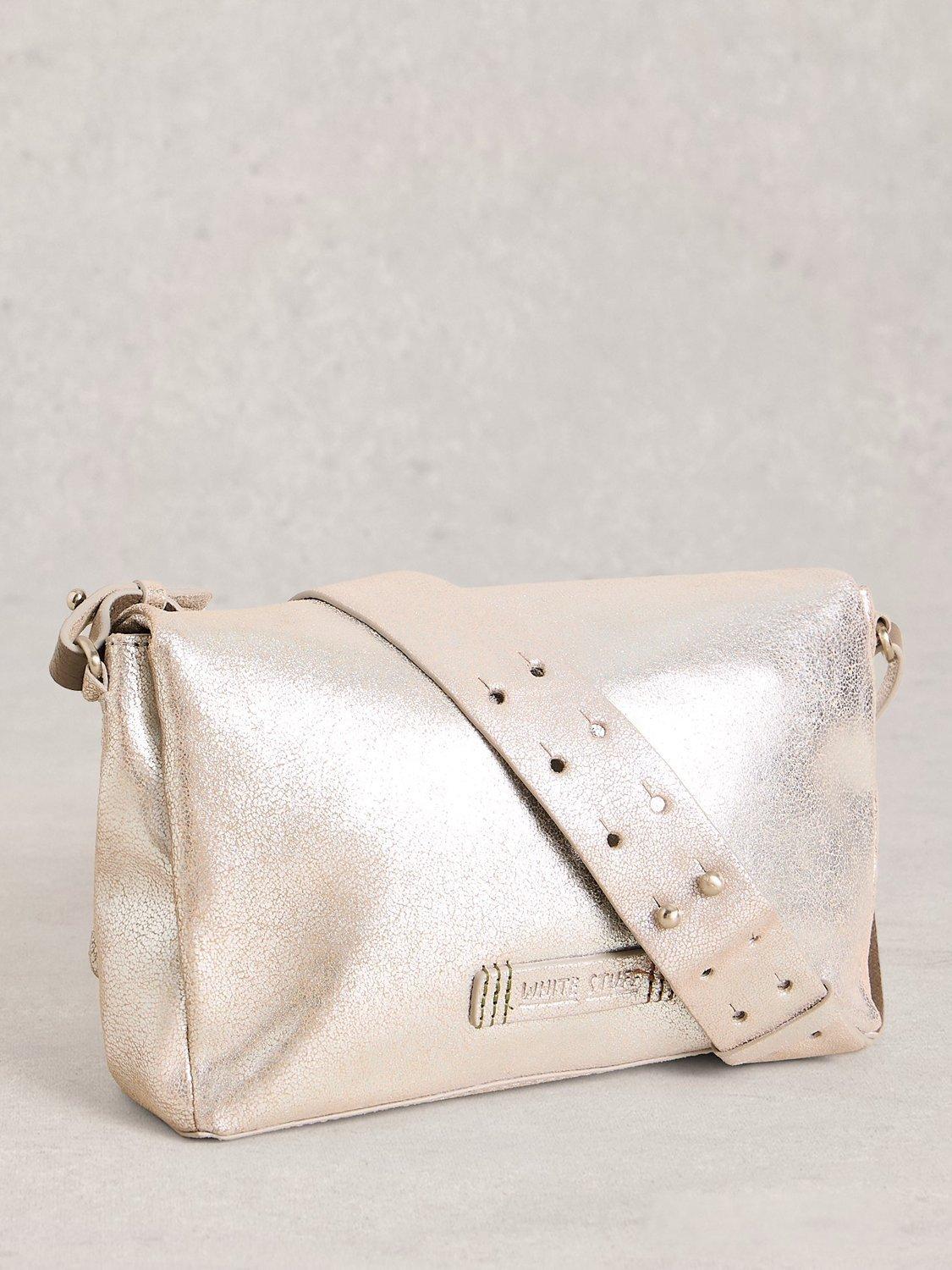 Product image 2 of 4, which shows White Stuff Tiggy Leather Crossbody Bag, Silver, One Size