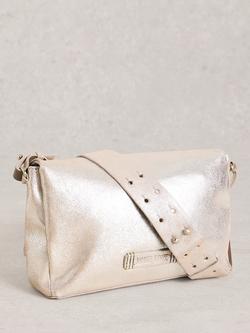 White Stuff Tiggy Leather Crossbody Bag, Silver - view 2, Silver