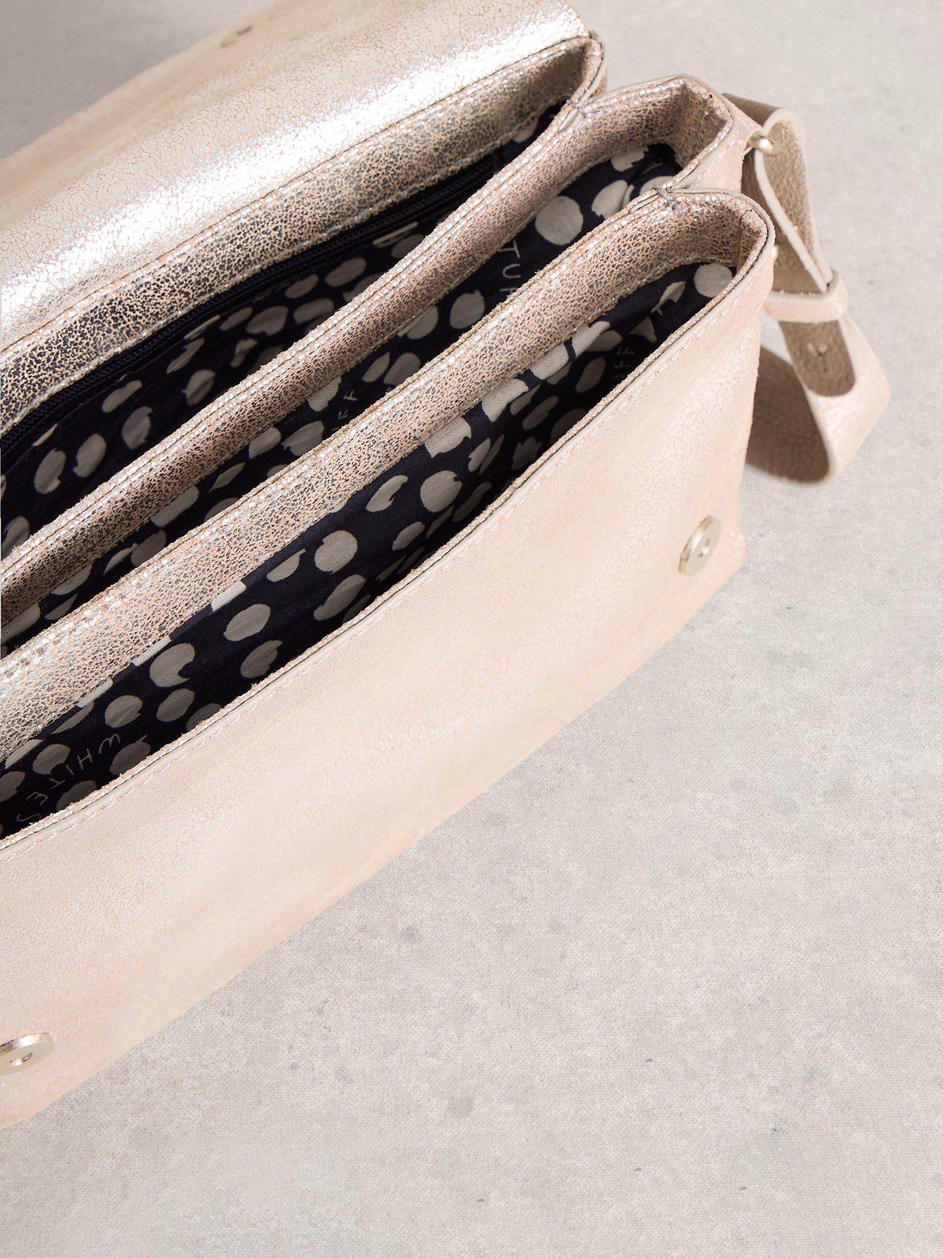 Product image 3 of 4, which shows White Stuff Tiggy Leather Crossbody Bag, Silver, One Size