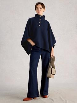 White Stuff Funnel Neck Poncho, Dark Navy