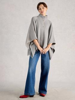 White Stuff Funnel Neck Poncho, Light Grey