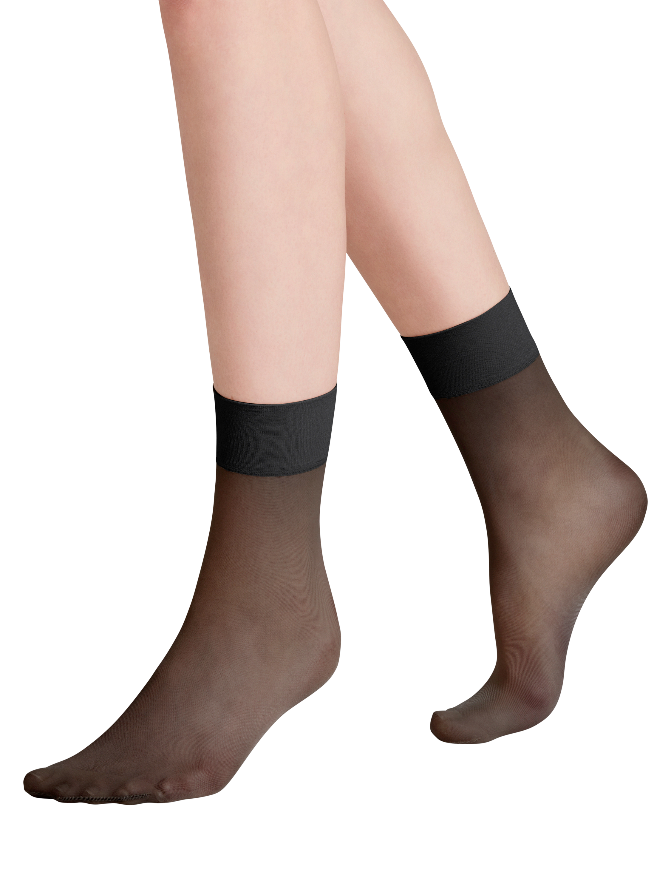 Product image 1 of 3, which shows FALKE 20 Denier Pure Matt Ankle Socks, Black, S-M