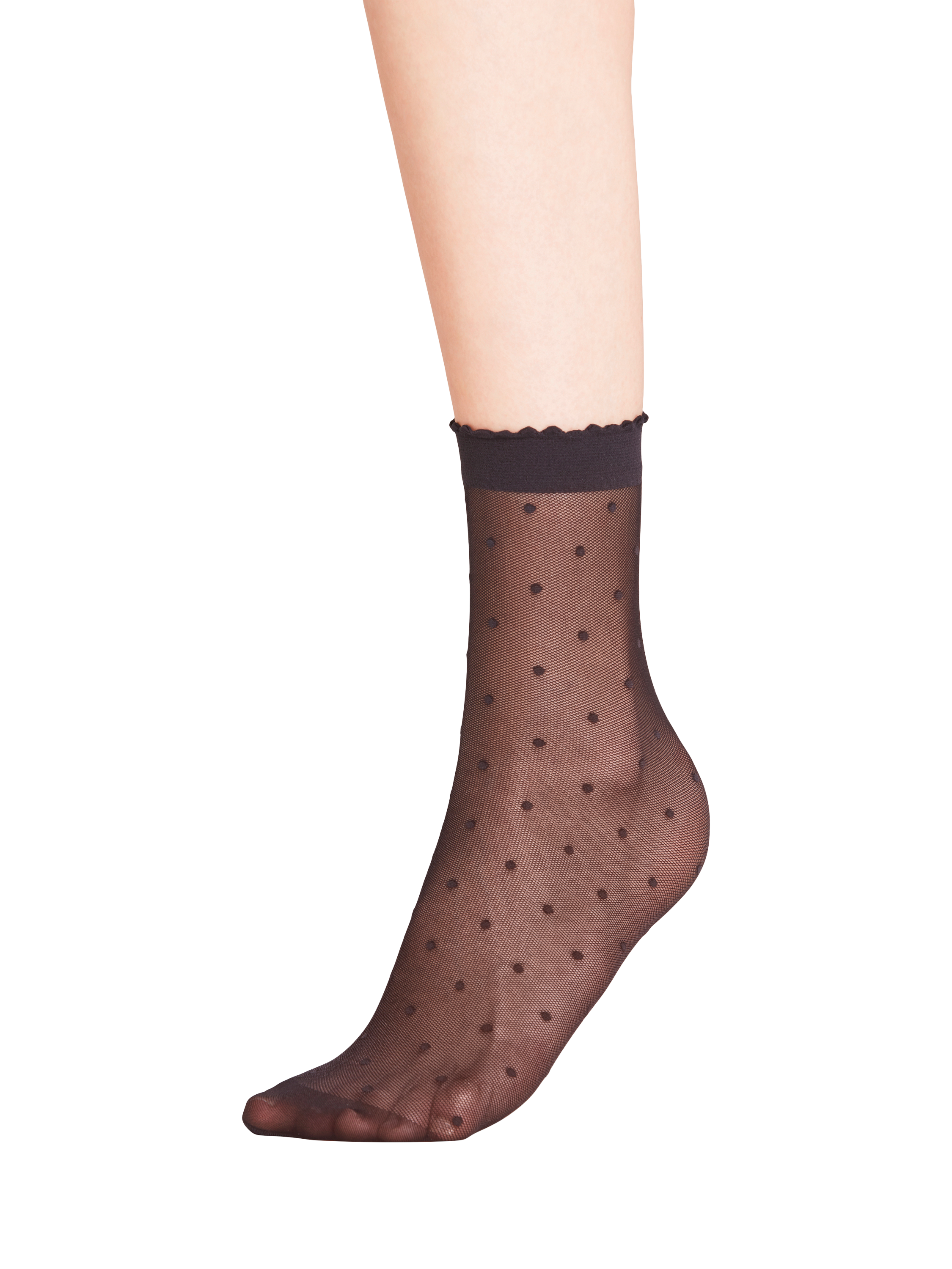 Product image 1 of 4, which shows FALKE 15 Denier Dot Ankle Socks, Black, S-M
