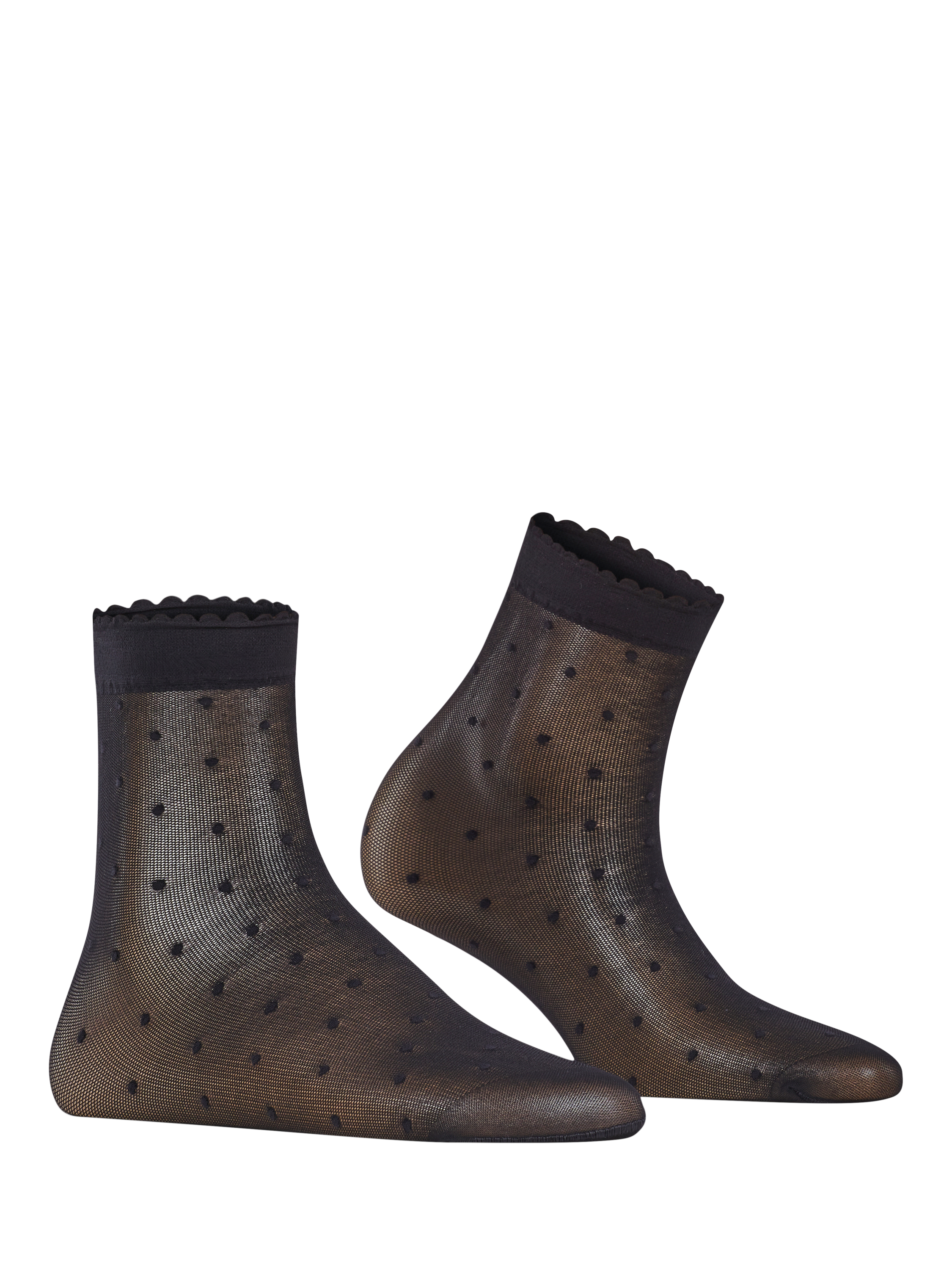 Product image 4 of 4, which shows FALKE 15 Denier Dot Ankle Socks, Black, S-M