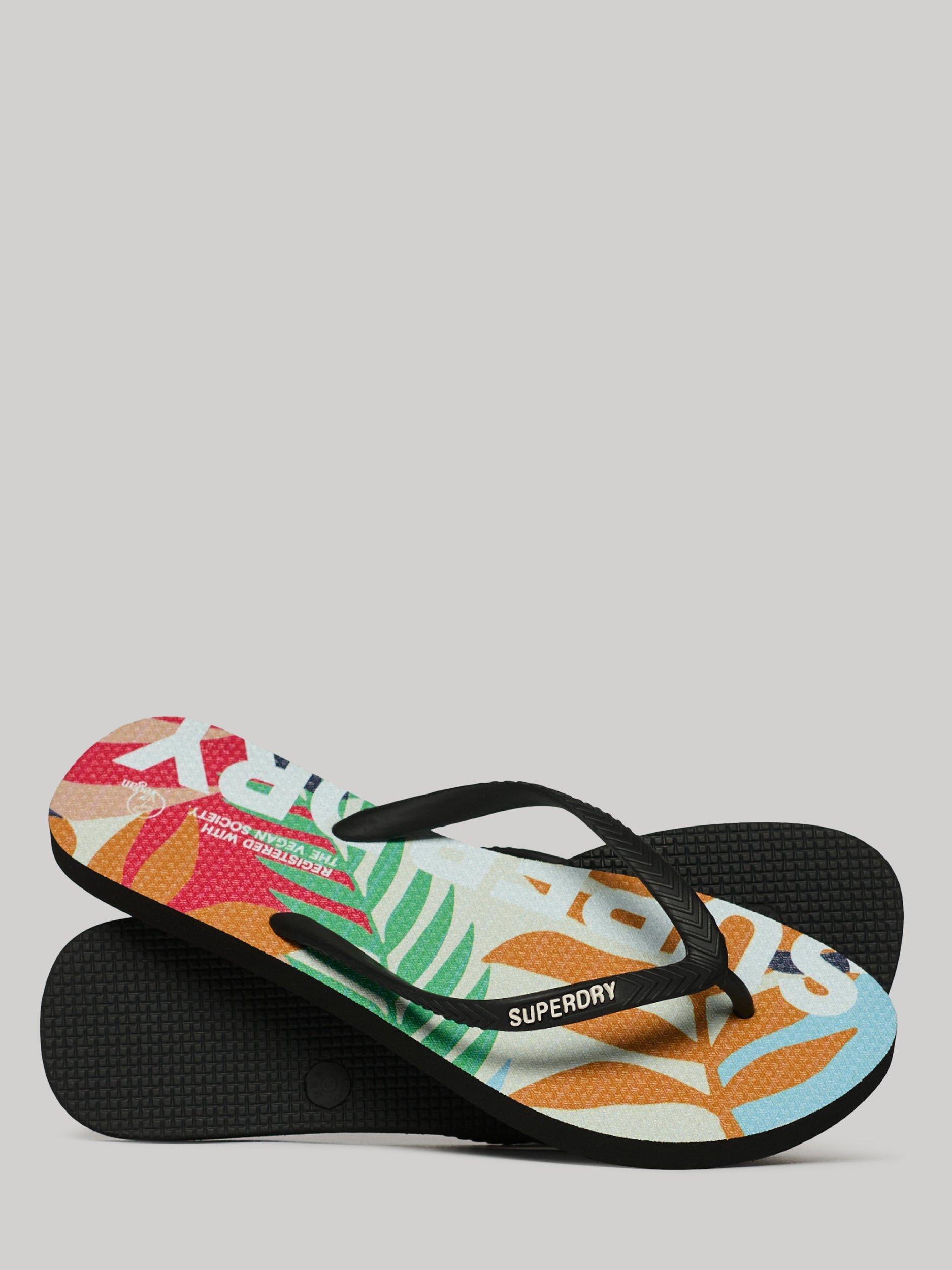 Product image 1 of 4, which shows Superdry Logo Flip Flops, Jungle Stencil Peach, 5-6