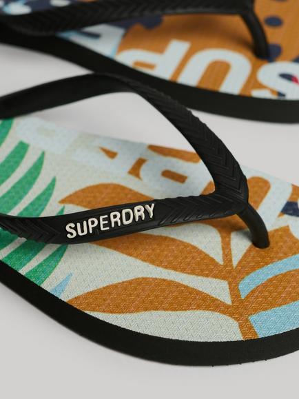 Superdry Logo Flip Flops - view 2, Jungle Stencil Peach