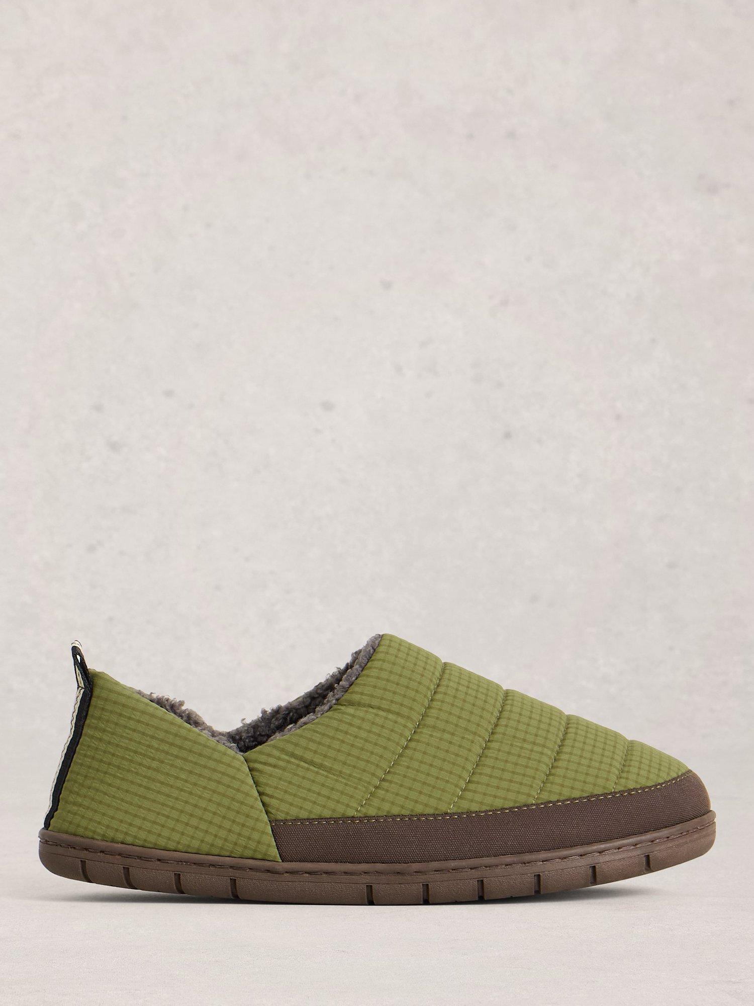 Product image 1 of 4, which shows White Stuff Check Closed Slippers, Khaki Green, 7