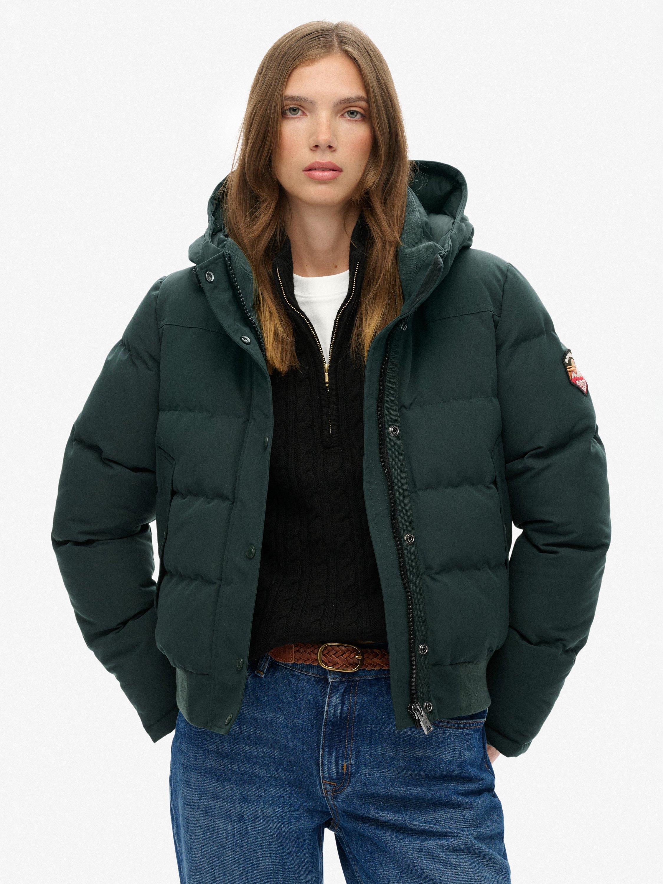 Product image 1 of 7, which shows Superdry Everest Hooded Bomber Jacket, Cedar Green, 6