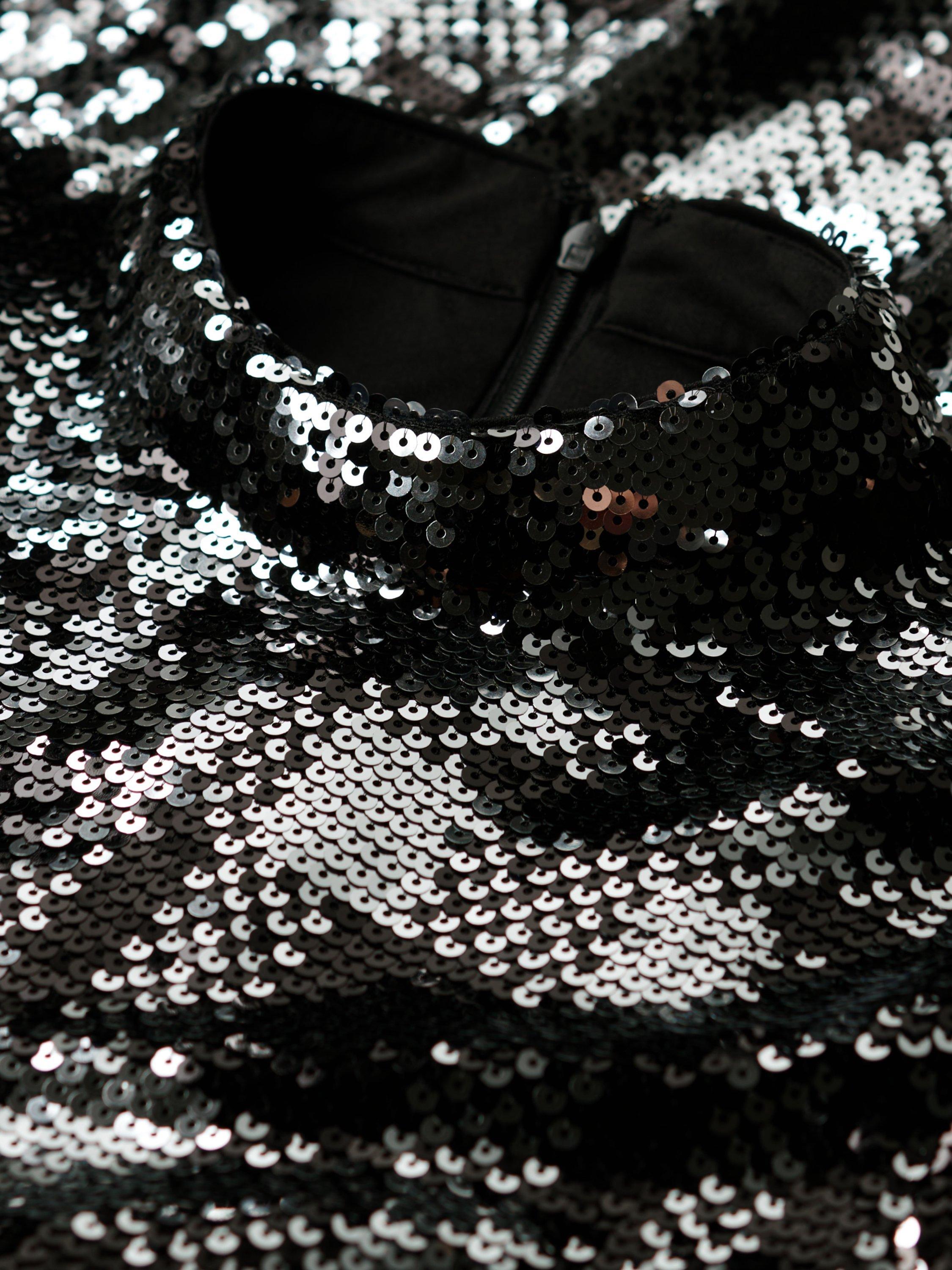 Product image 4 of 4, which shows Superdry Sequin T-Shirt Dress, Grey, 6