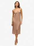 Superdry Satin Cami Midi Dress, Woodsmoke