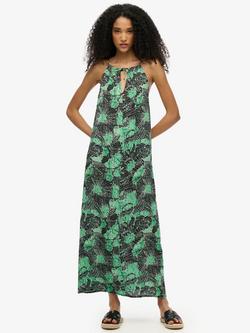 Superdry Beach Cami Maxi Dress, Jungle Batik Green, Jungle Batik Green