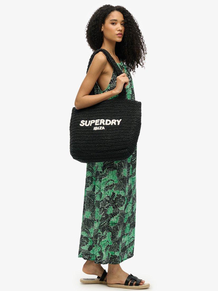 Product image 4 of 4, which shows Superdry Beach Cami Maxi Dress, Jungle Batik Green, 6