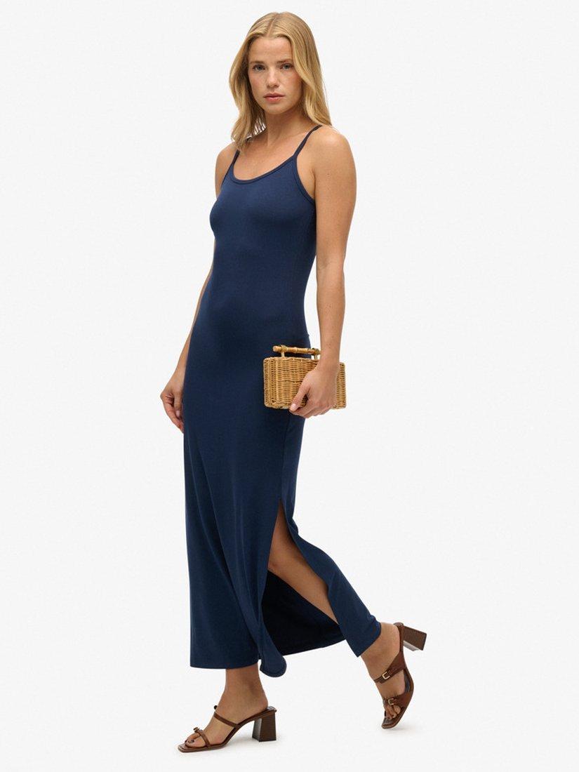 Product image 3 of 5, which shows Superdry Athletic Essentials Jersey Maxi Dress, Richest Navy, 6
