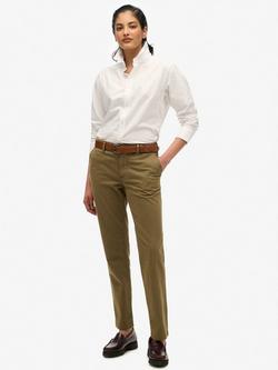 Superdry Mid Rise Straight Chinos, Dark Olive, Dark Olive