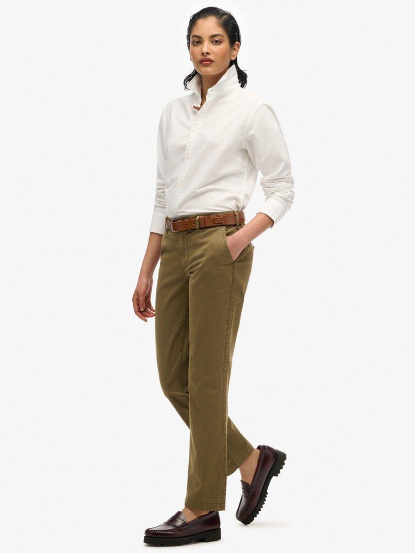 Product image 3 of 5, which shows Superdry Mid Rise Straight Chinos, Dark Olive, W26/L30