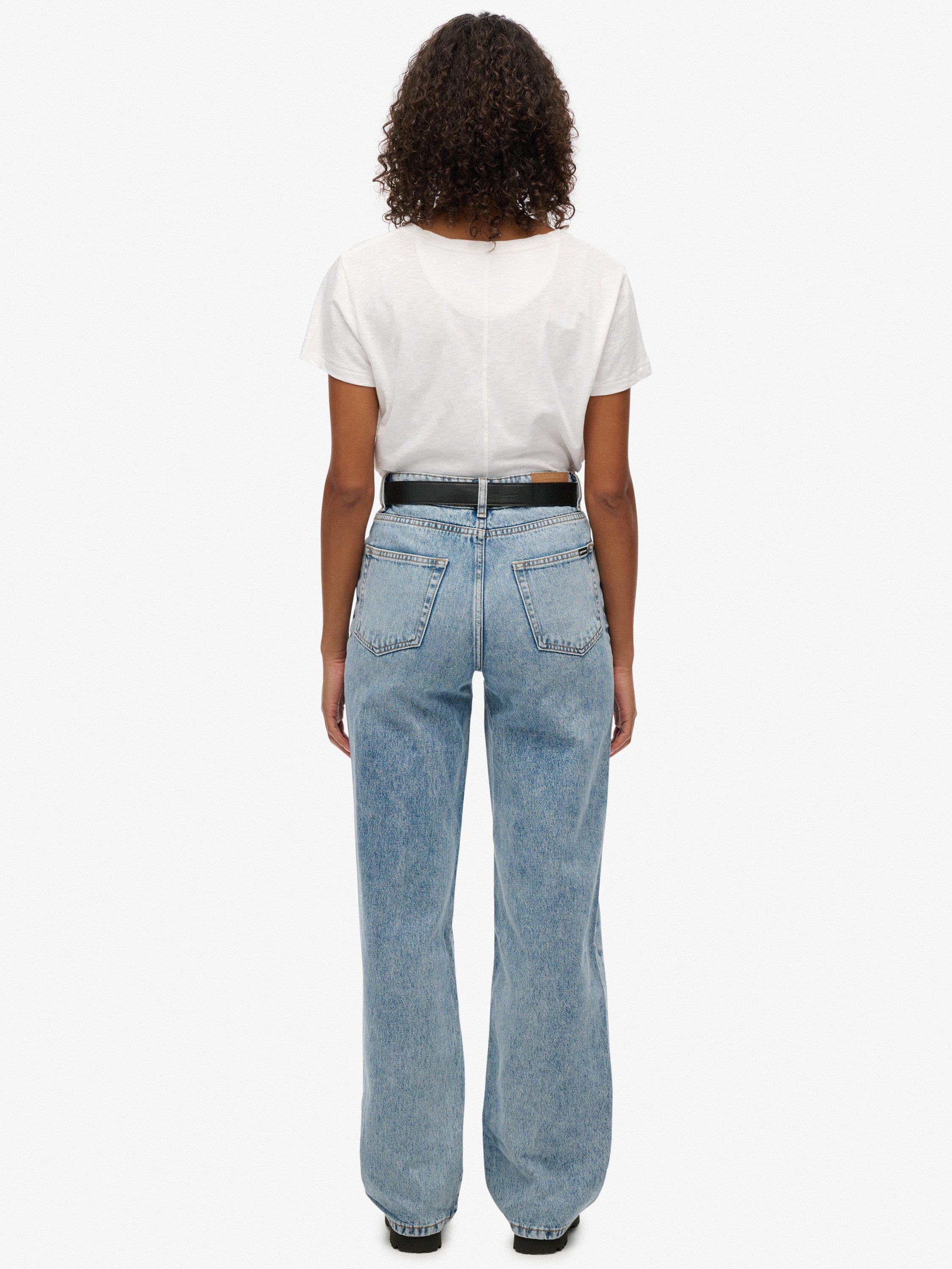 Product image 2 of 5, which shows Superdry High Rise Wide Leg Jeans, Mid Blue Denim, W26/L30