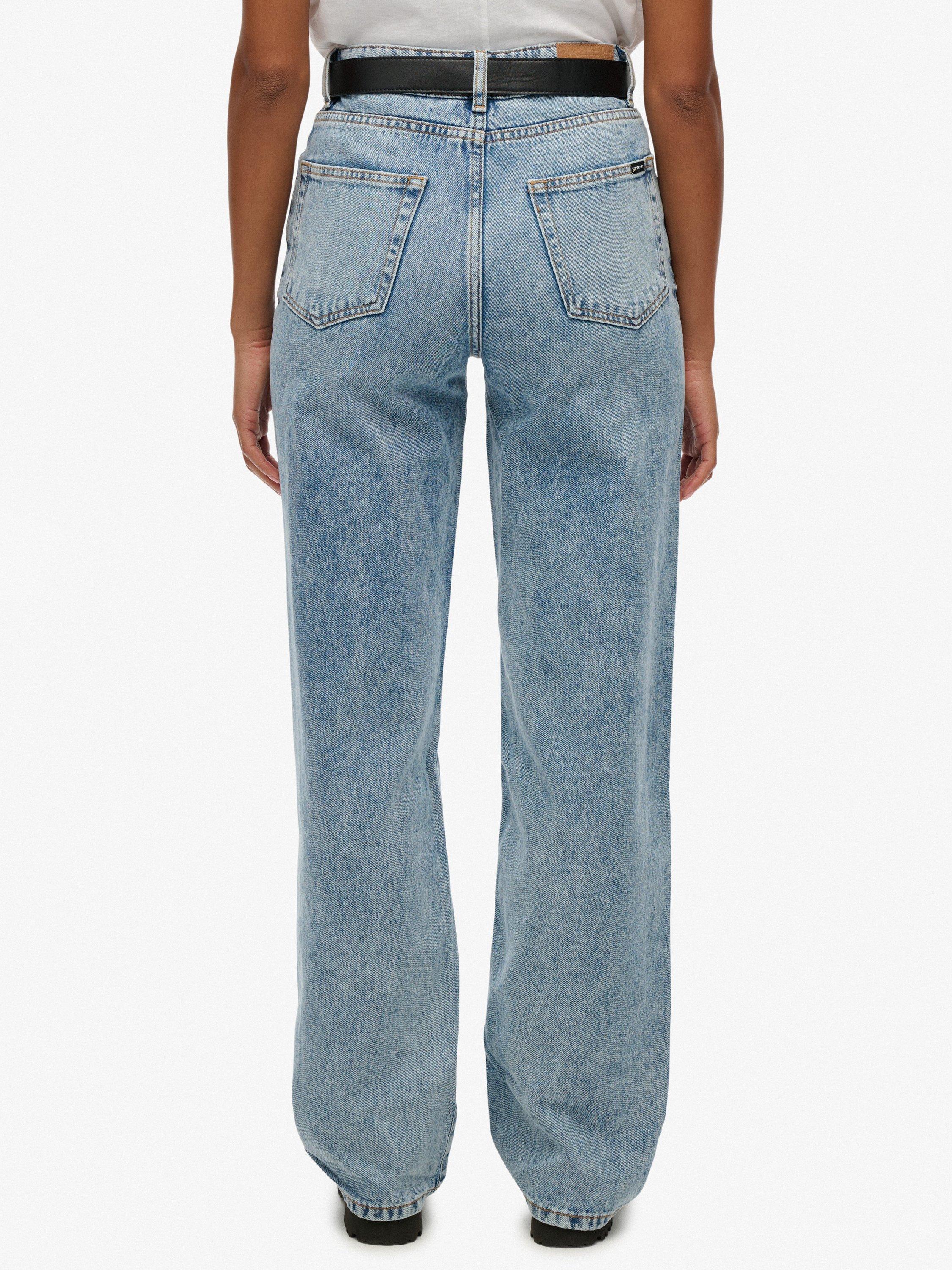 Product image 4 of 5, which shows Superdry High Rise Wide Leg Jeans, Mid Blue Denim, W26/L30