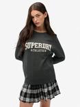 Superdry Slouchy Intarsia Graphic Knitted Jumper, Highland Grey Marl
