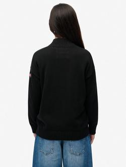 Superdry Slouchy Knitted Half Zip Jumper - view 2, Black