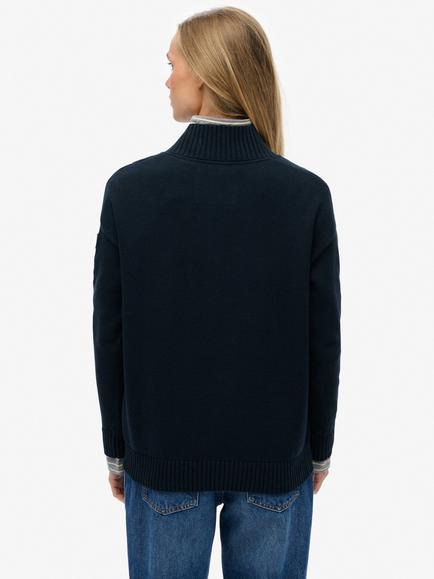 Superdry Slouchy Knitted Half Zip Jumper - view 2, Eclipse Navy
