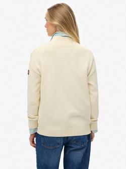 Superdry Slouchy Knitted Half Zip Jumper - view 2, Natural White