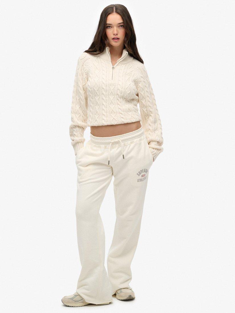 Product image 3 of 5, which shows Superdry Slim Cable Knit 1/2 Zip Knit Jumper, Ecru, 6