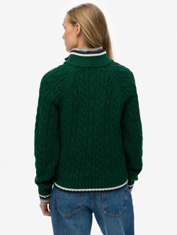 Superdry Slim Cable Knit 1/2 Zip Jumper, Sharp Green - view 2, Sharp Green