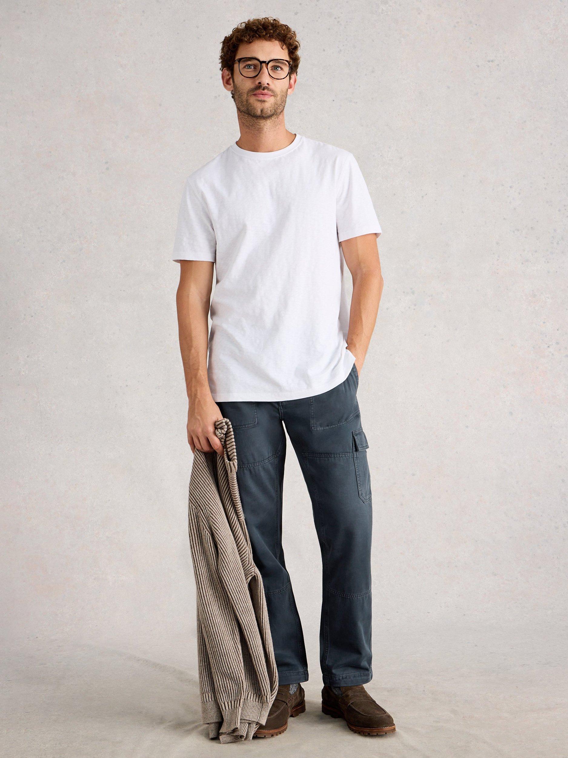 Product image 1 of 6, which shows White Stuff Kemble Cotton Cargo Trousers, Dark Navy, 30S
