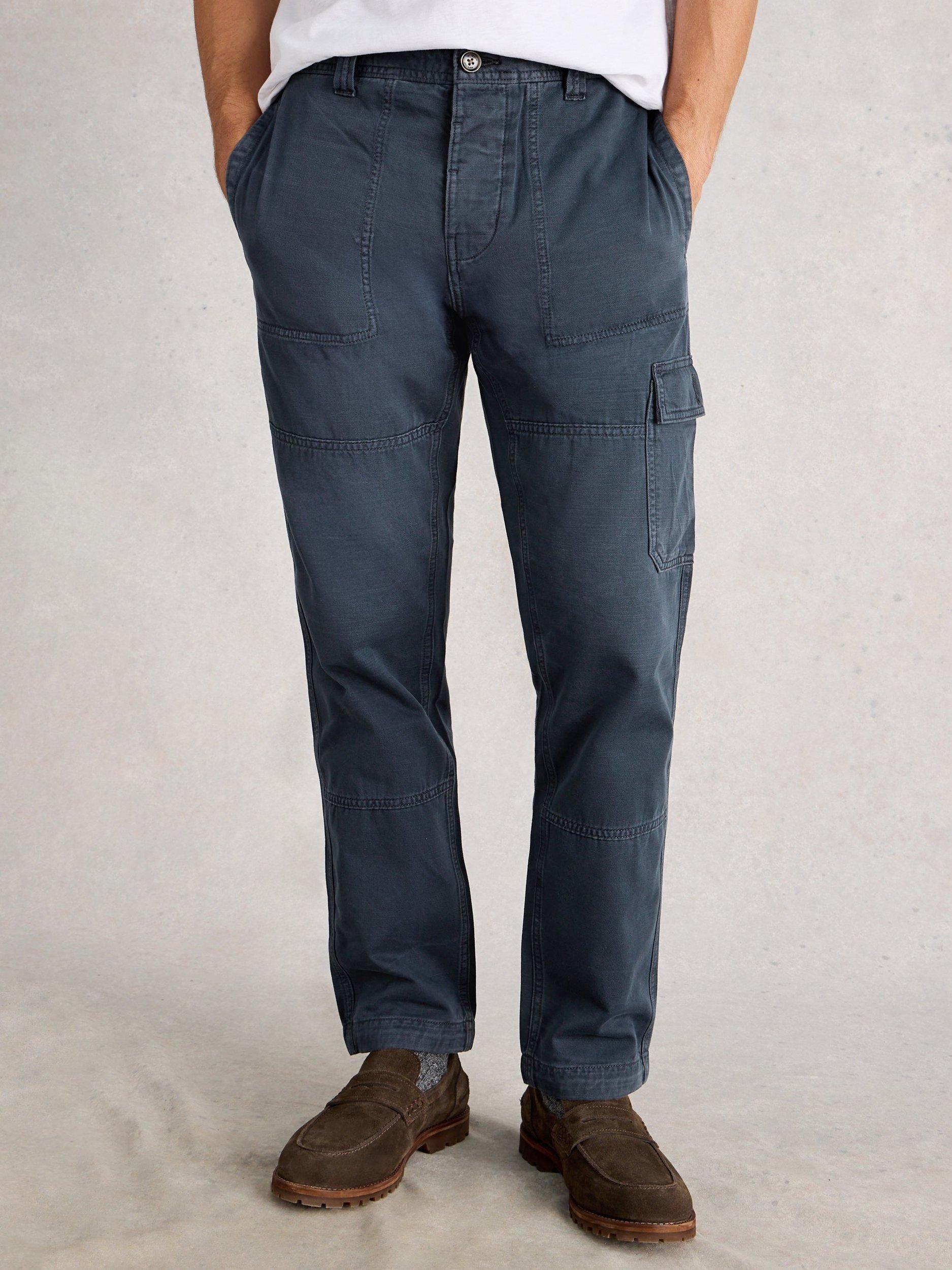 Product image 3 of 6, which shows White Stuff Kemble Cotton Cargo Trousers, Dark Navy, 30S