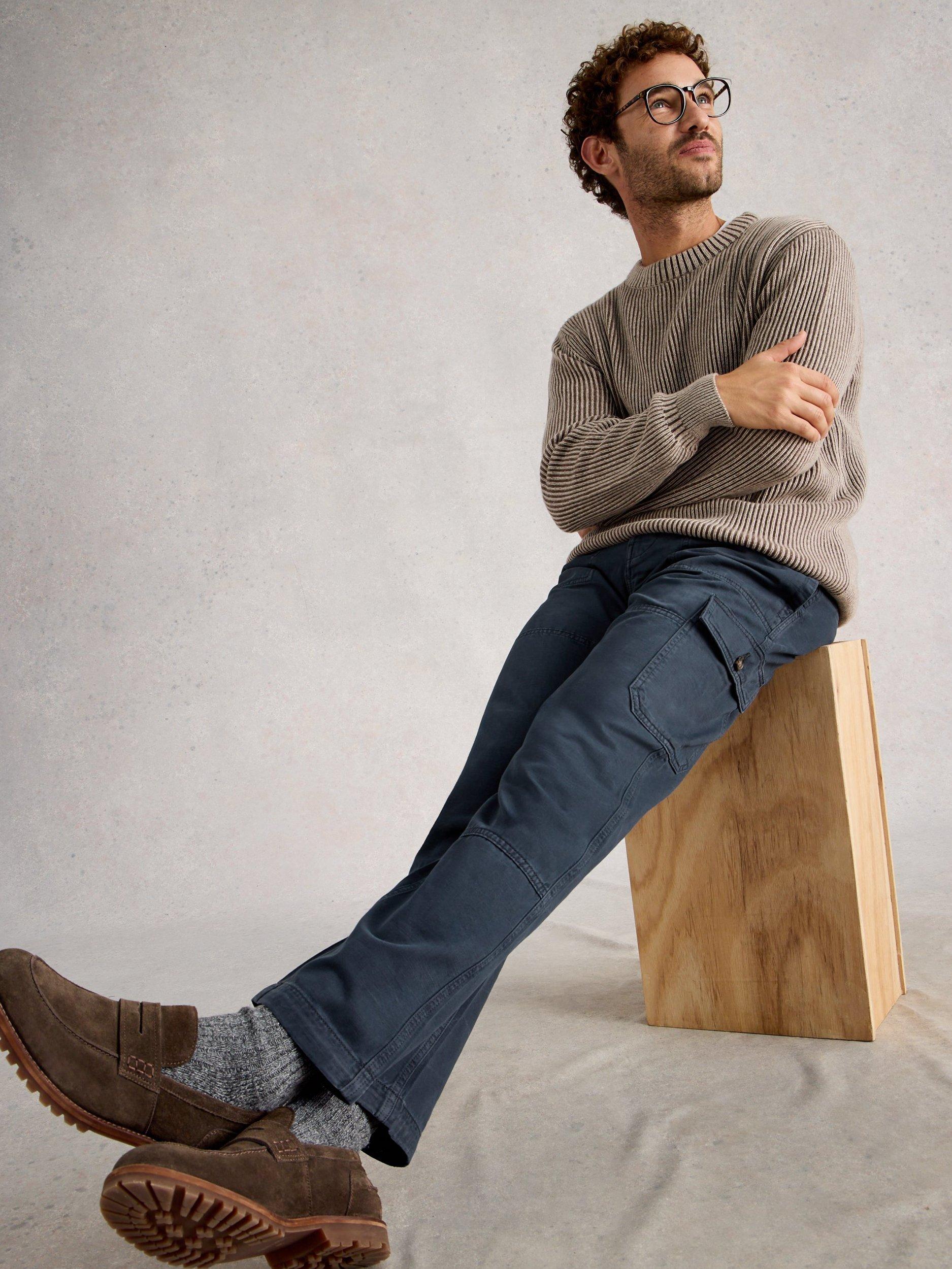 Product image 4 of 6, which shows White Stuff Kemble Cotton Cargo Trousers, Dark Navy, 30S