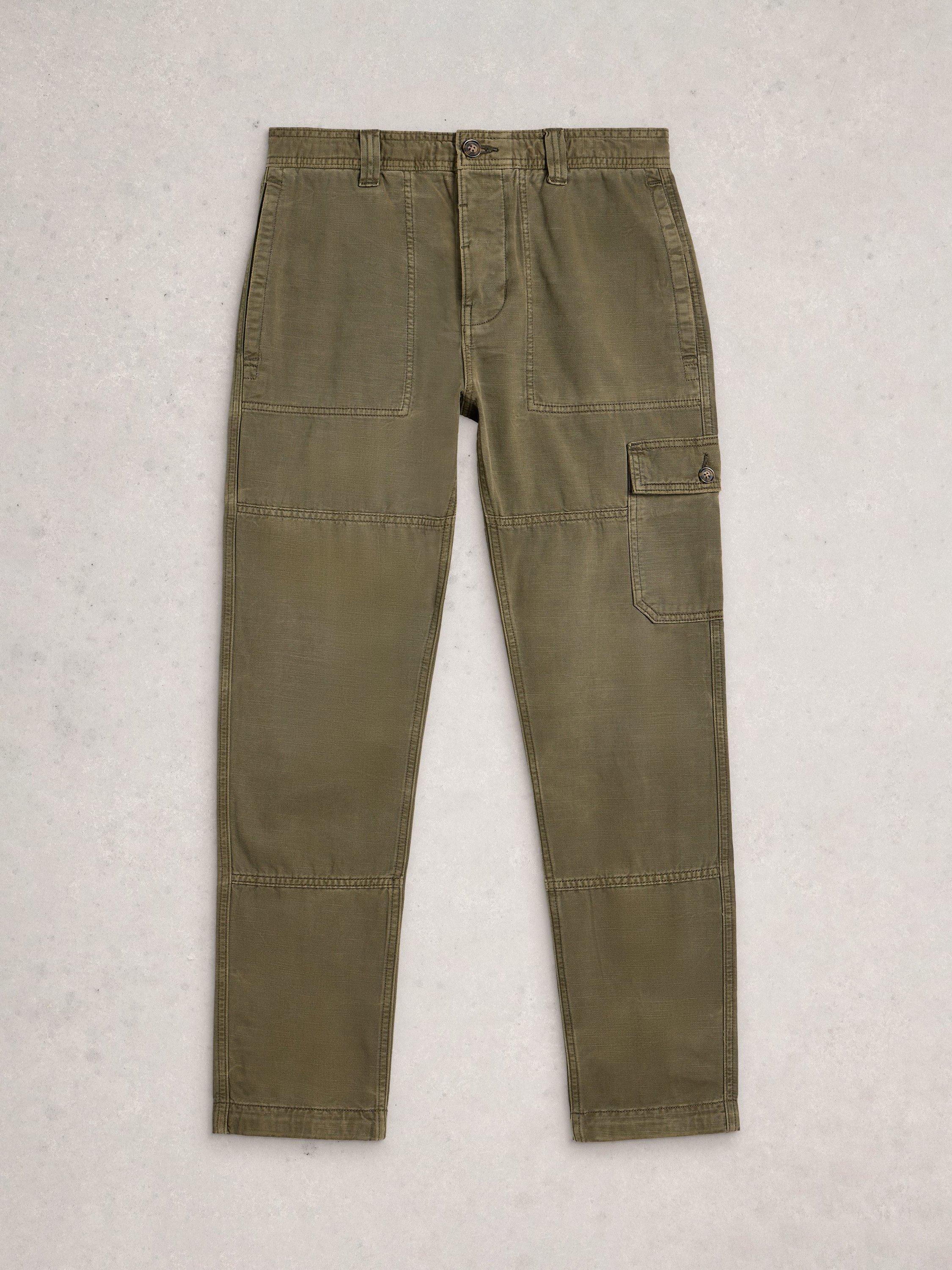 Product image 5 of 6, which shows White Stuff Kemble Cotton Cargo Trousers, Khaki/Green, 30S
