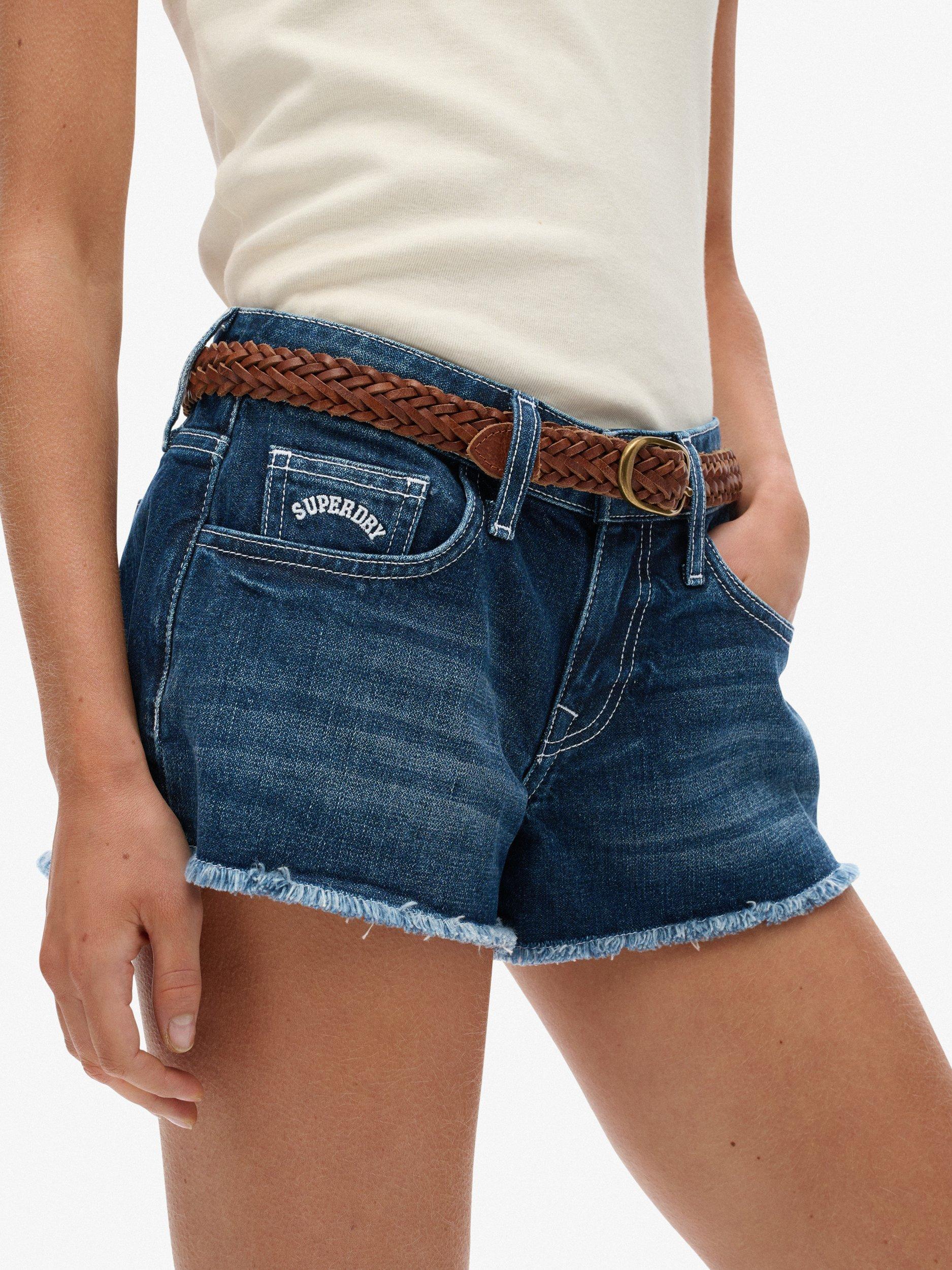 Product image 6 of 6, which shows Superdry Low Rise Denim Hot Shorts, Deep Indigo, 26
