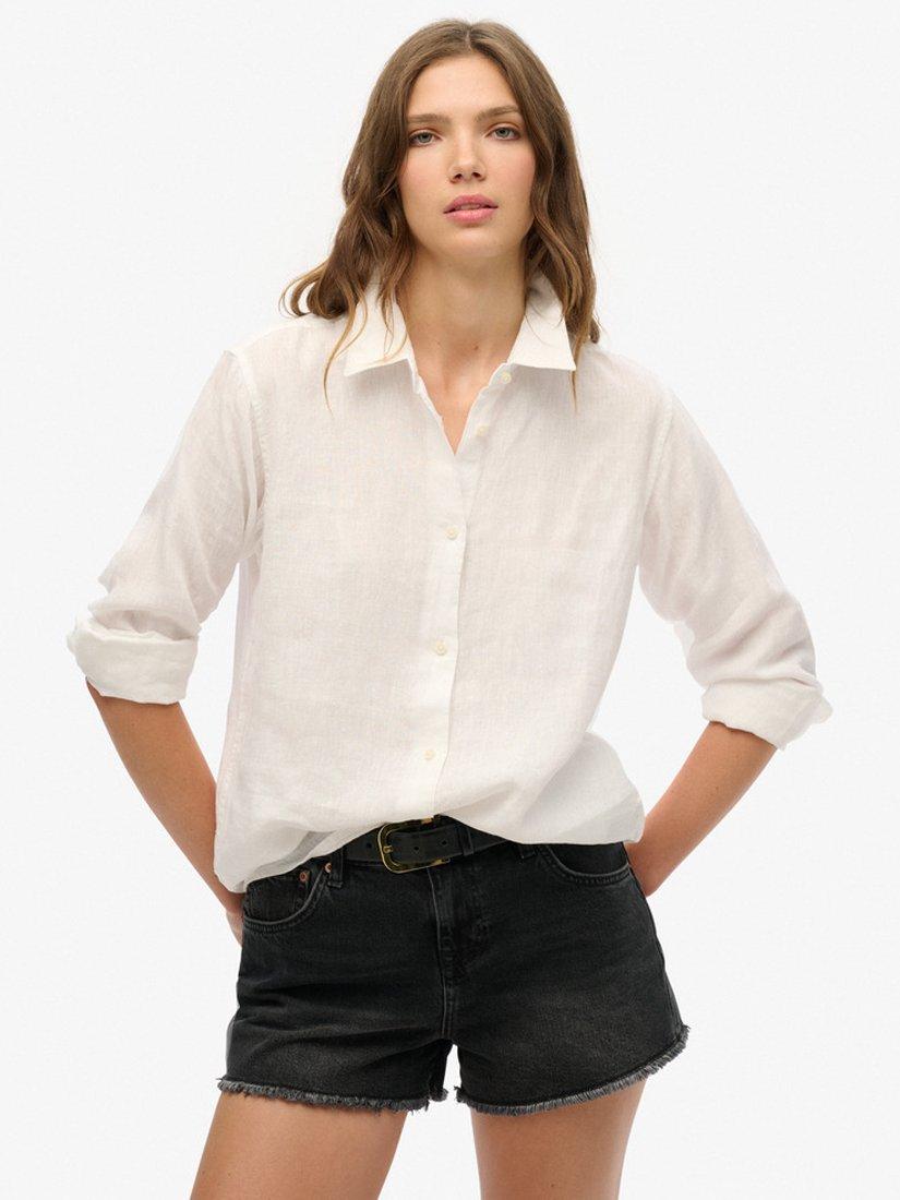 Superdry Casual Pure Linen Boyfriend Shirt, Optic