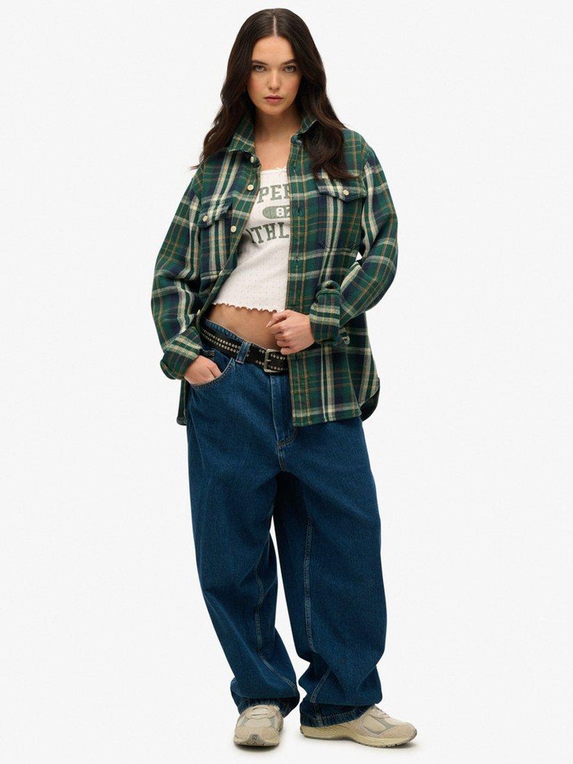 Product image 4 of 5, which shows Superdry Oversized Check Shirt, Merchant Check Green, L