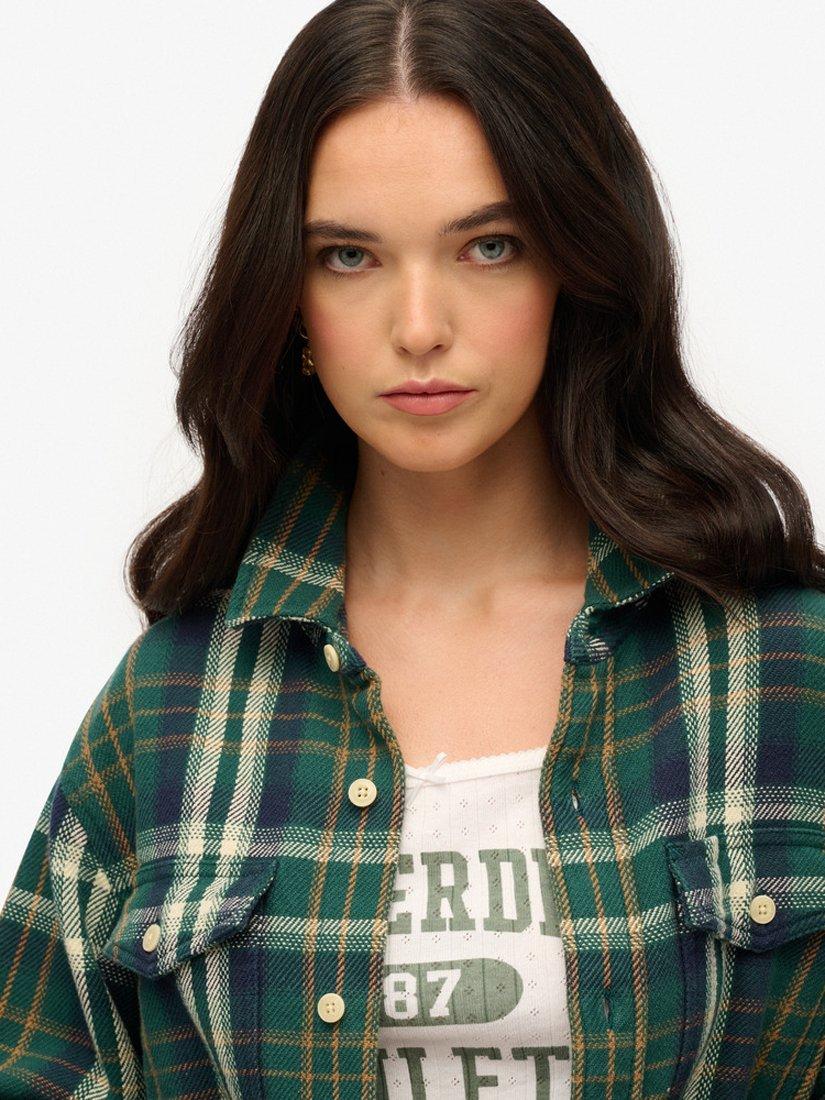 Product image 3 of 5, which shows Superdry Oversized Check Shirt, Merchant Check Green, L