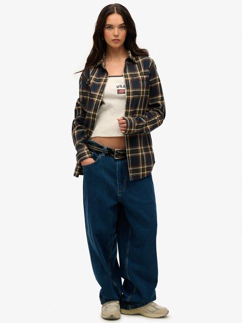 Product image 3 of 6, which shows Superdry Oversized Check Shirt, Bryce Check Navy, L