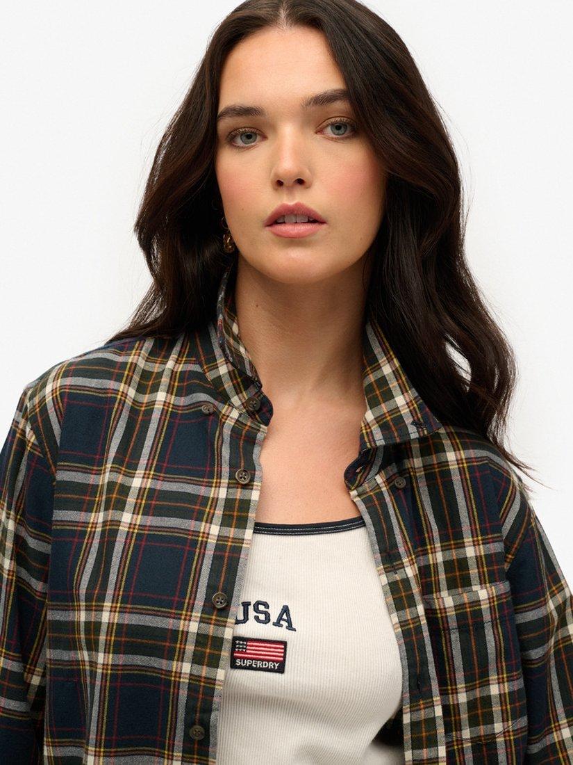 Product image 5 of 6, which shows Superdry Oversized Check Shirt, Bryce Check Navy, L