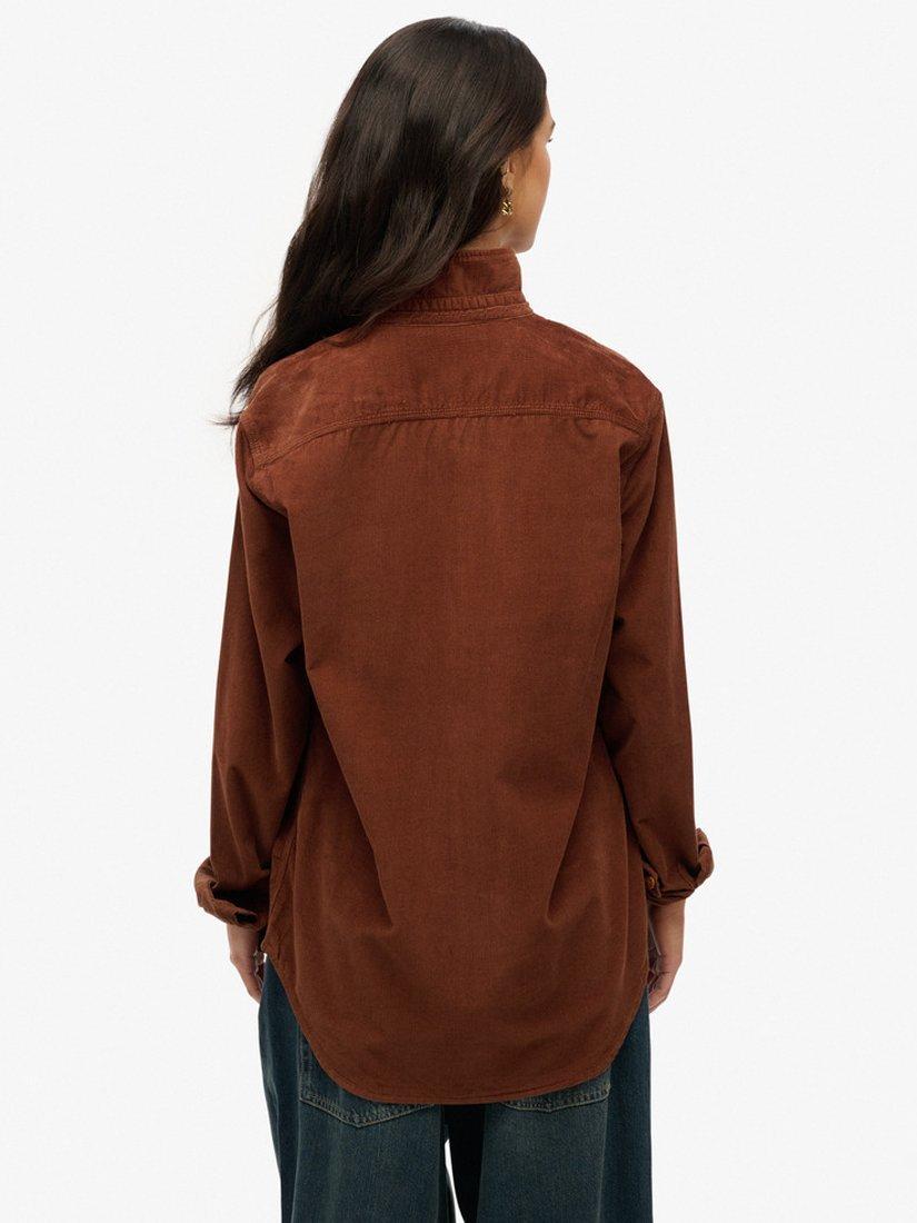 Product image 2 of 4, which shows Superdry Oversized Cord Shirt, Potting Soil Brown, L
