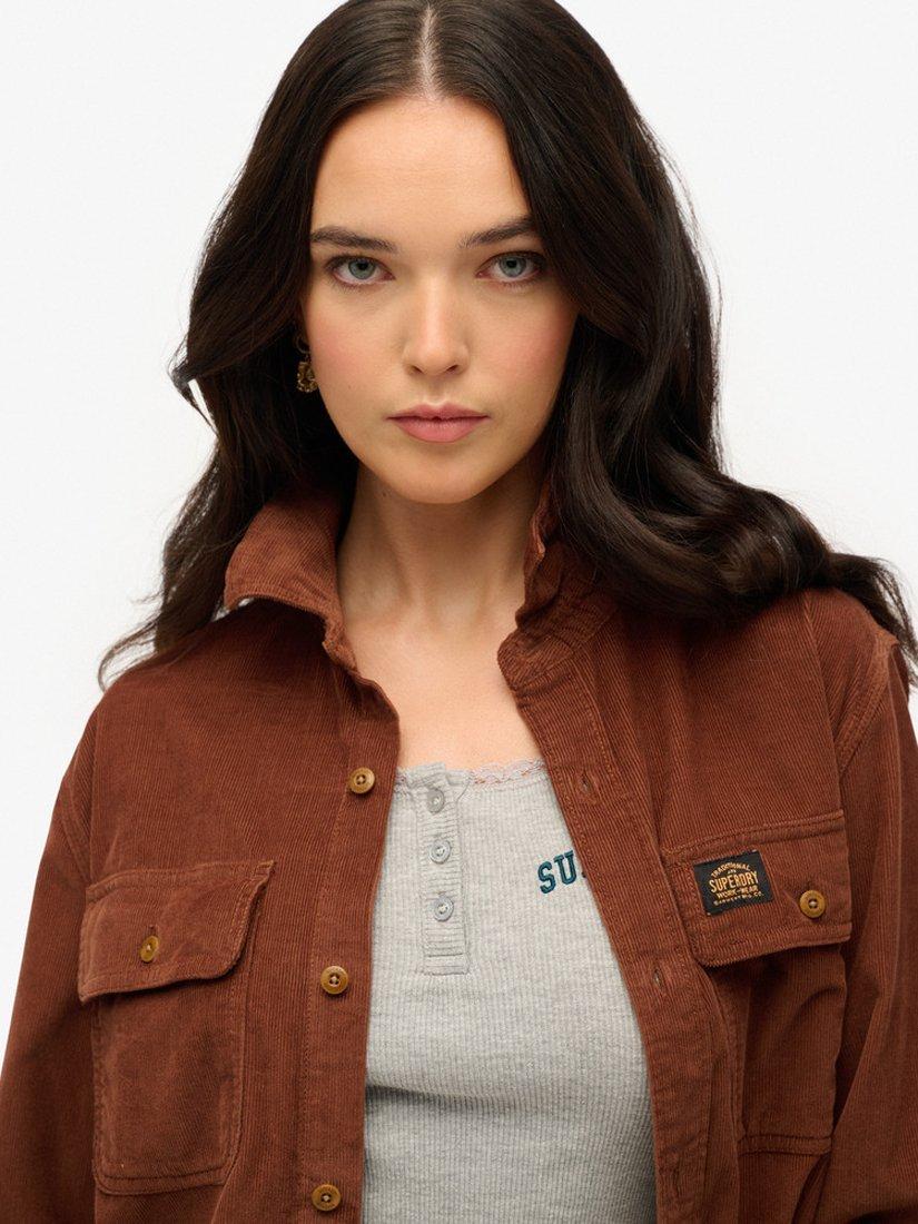 Product image 4 of 4, which shows Superdry Oversized Cord Shirt, Potting Soil Brown, L