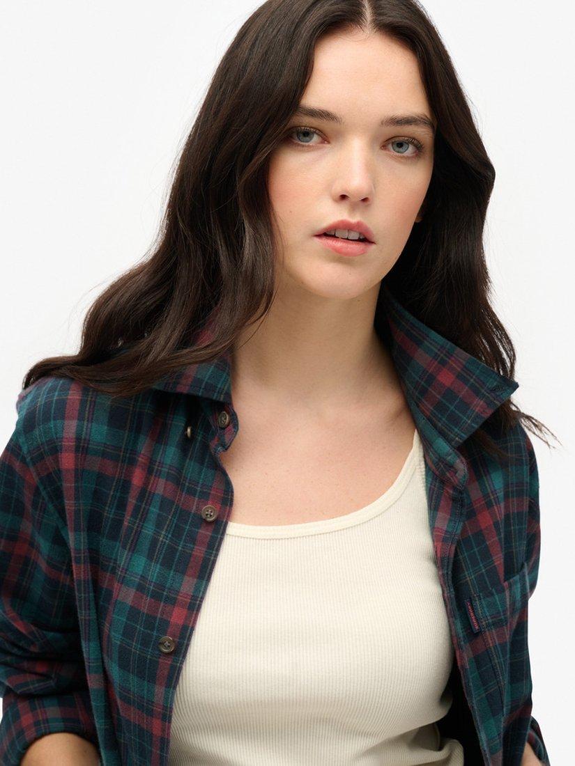 Product image 4 of 5, which shows Superdry Oversized Check Shirt, Montauk Check Navy, L