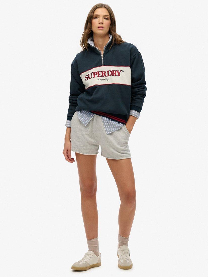 Superdry Essential Logo Garment Dye Shorts, Glacier Grey Marl