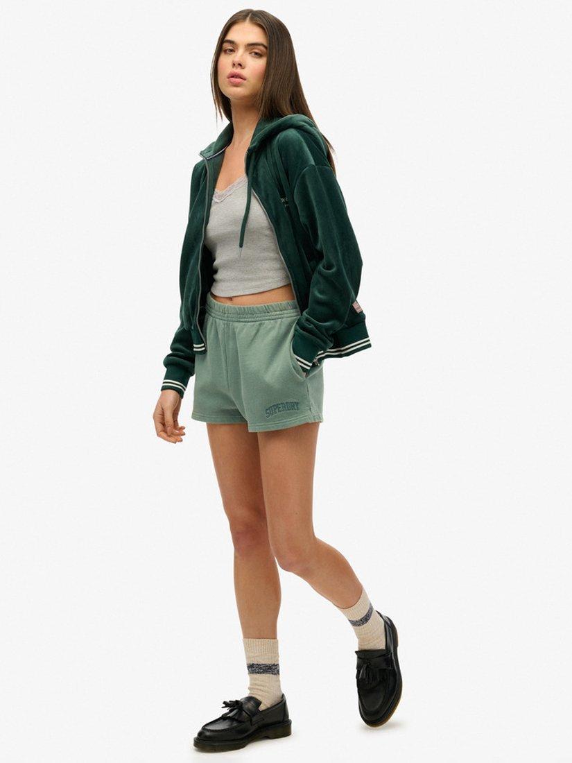 Product image 3 of 6, which shows Superdry Athletic Essentials Embroidered Shorts, Laurel Khaki, 6