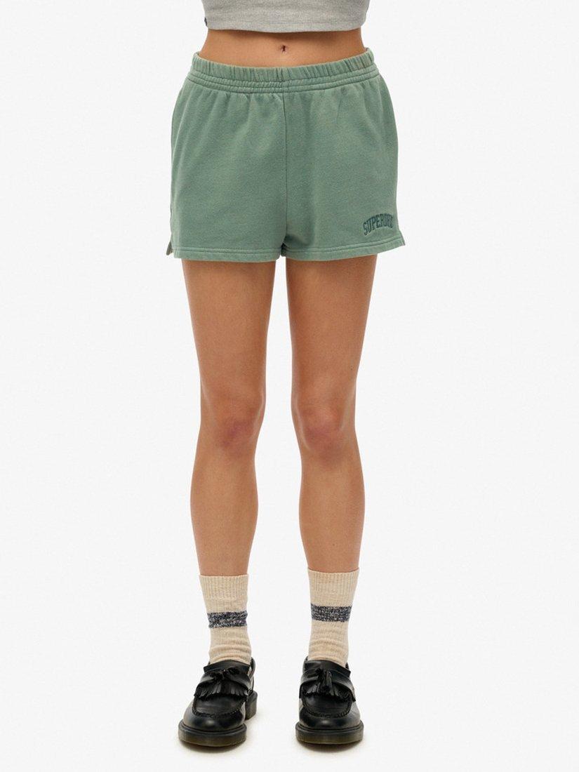 Product image 4 of 6, which shows Superdry Athletic Essentials Embroidered Shorts, Laurel Khaki, 6