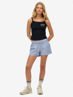 Superdry Stripe Boxer Style Shorts, Blue/Pink, Blue/Pink