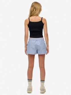 Superdry Stripe Boxer Style Shorts, Blue/Pink - view 2, Blue/Pink