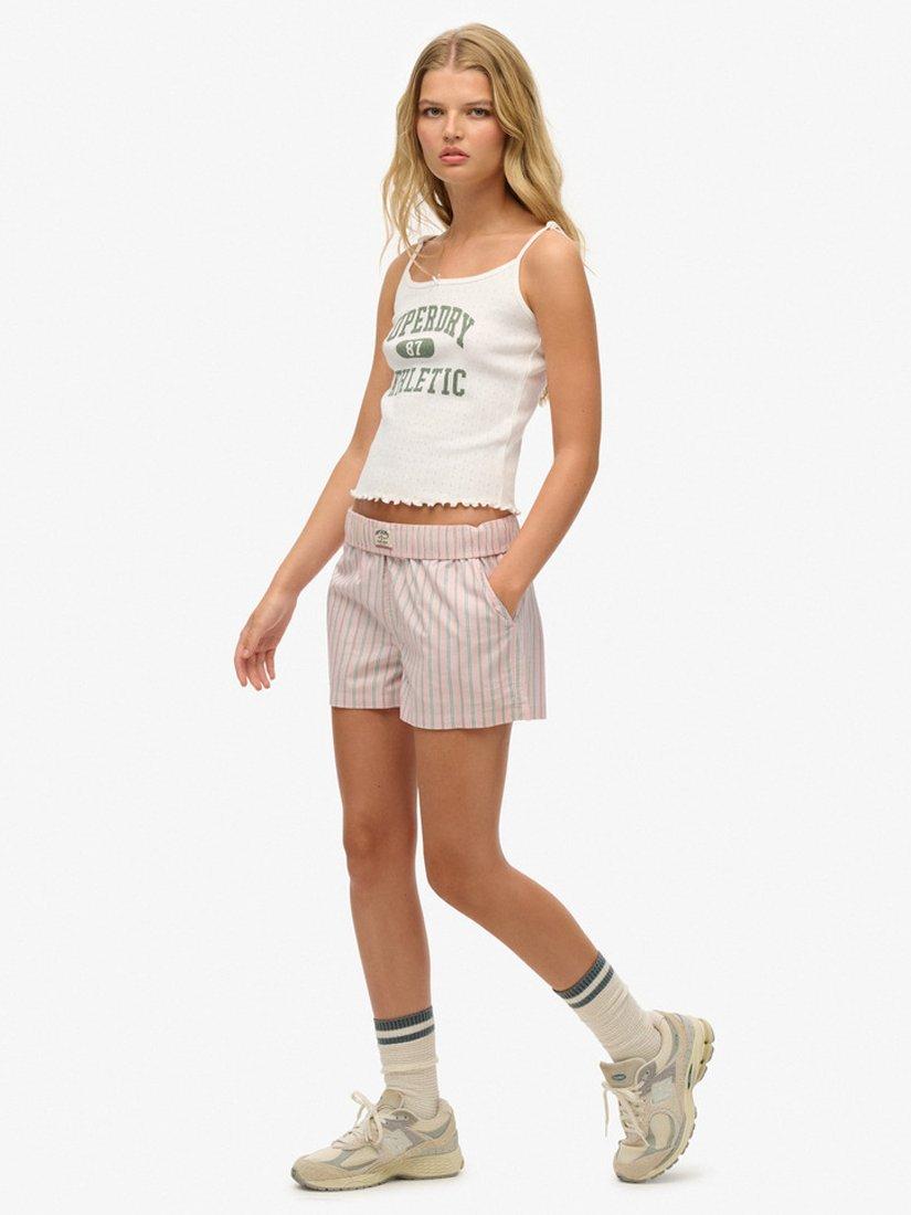 Product image 3 of 5, which shows Superdry Stripe Boxer Style Shorts, Suffolk Pink, 6