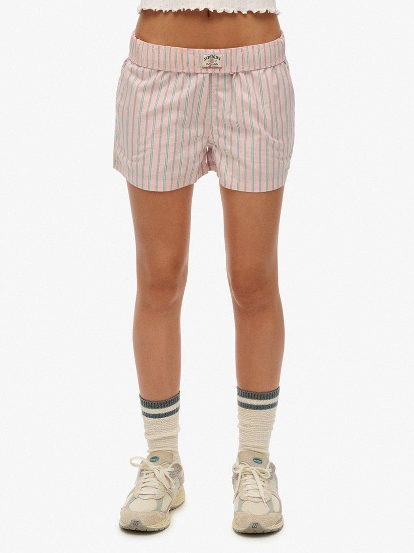 Product image 4 of 5, which shows Superdry Stripe Boxer Style Shorts, Suffolk Pink, 6