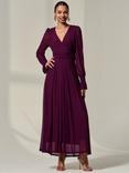 Jolie Moi V-Neck Maxi Dress, Dark Purple