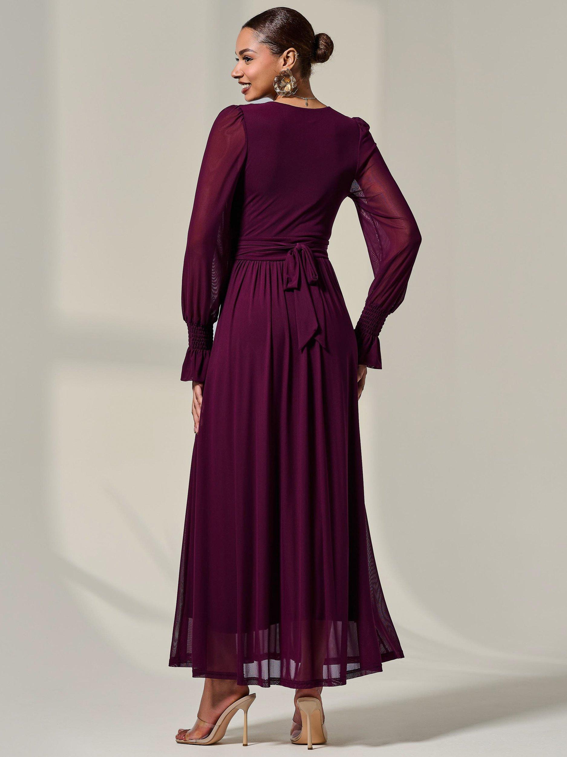 Product image 2 of 7, which shows Jolie Moi V-Neck Maxi Dress, Dark Purple, 8
